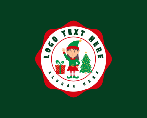 Present - Christmas Elf Girl logo design