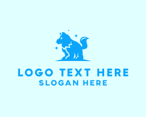 Dog Grooming - Starry Blue Dog Wolf logo design