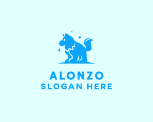 Starry Blue Dog Wolf logo design