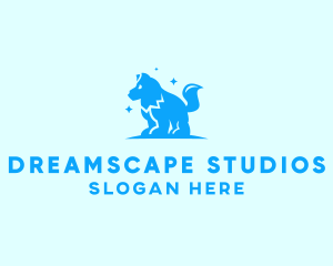 Dream - Starry Blue Dog Wolf logo design