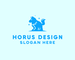 Starry Blue Dog Wolf logo design