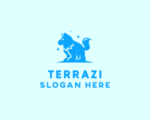 Starry Blue Dog Wolf logo design