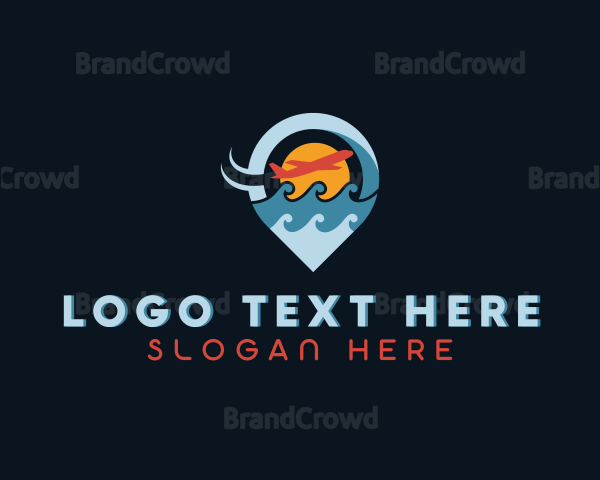 Ocean Airplane Travel Logo