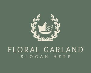 Garland - Premium Crown Wreath logo design