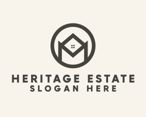 Estate - Brown House Letter M Real Estate logo design