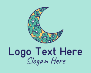 Decorative - Floral Crescent Moon logo design