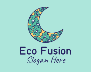 Floral Crescent Moon  Logo