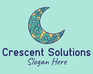 Floral Crescent Moon  logo design