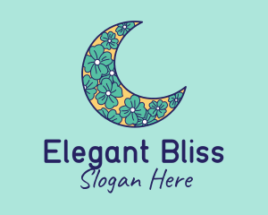 Decorative - Floral Crescent Moon logo design