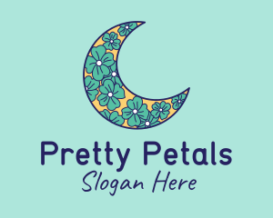 Floral Crescent Moon  logo design