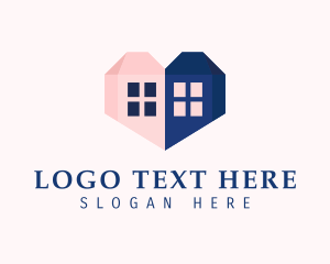 Shelter - Heart Twin Houses logo design