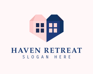 Refuge - Heart Twin Houses logo design