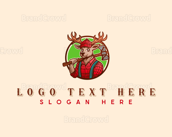 Lumberjack Deer Woodwork Logo