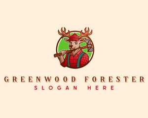 Lumberjack Deer Woodwork logo design