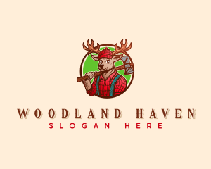 Lumberjack Deer Woodwork logo design