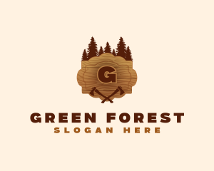 Forest Wood Axe logo design