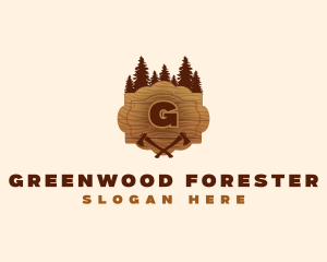 Forest Wood Axe logo design