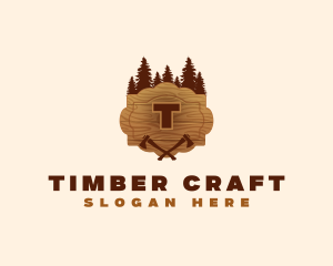 Wood - Forest Wood Axe logo design