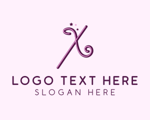 Girly - Pink Star Letter X logo design