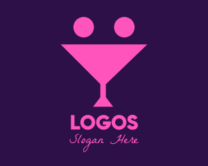 Cocktail - Pink Margarita Smiley Bar logo design