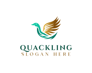 Duckling - Wildlife Flying Duck logo design