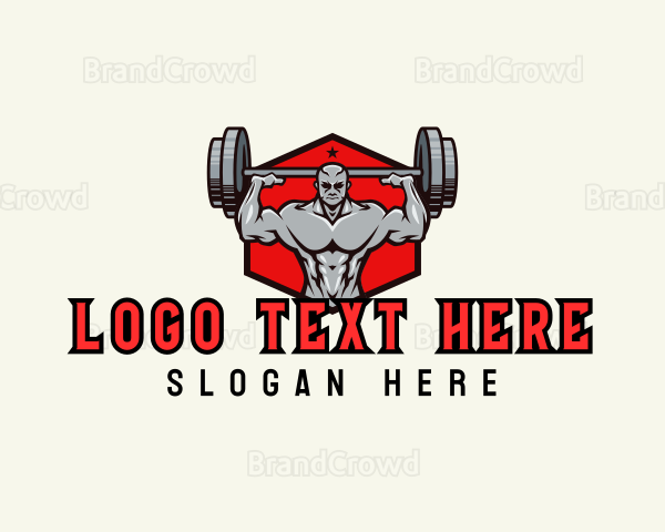 Barbell Muscle Man Logo