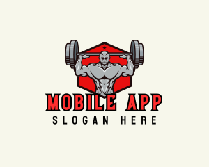 Fit - Barbell Muscle Man logo design