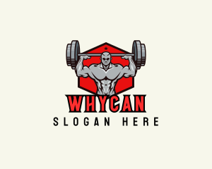 Muscle - Barbell Muscle Man logo design