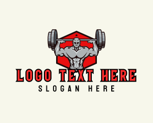 Trainer - Barbell Muscle Man logo design
