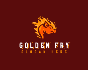 Frying - Flame Pork Barbecue logo design