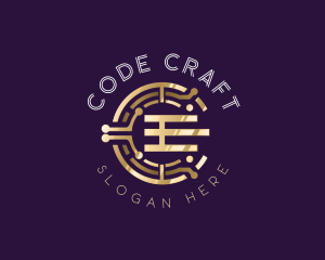 Coding - Cryptocurrency Digital Circuit logo design