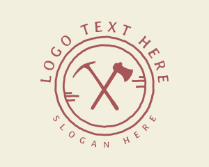 Woodcutter - Outdoor Axe Pickaxe logo design