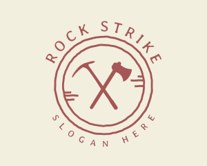 Outdoor Axe Pickaxe logo design