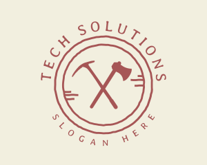 Logger - Outdoor Axe Pickaxe logo design