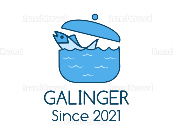 Blue Swimming Fish Pot Logo