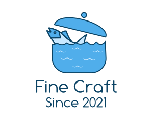 Blue Swimming Fish Pot logo design