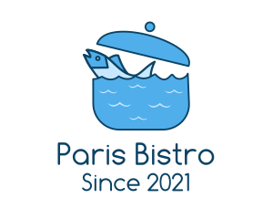 Blue Swimming Fish Pot logo design