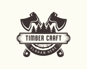 Woodcutting - Forest Axe Woodwork logo design