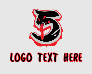 Hiphop Label - Splatter Graffiti Number 5 logo design
