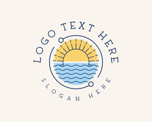 Tropical Beach Badge logo design