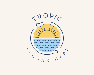 Tropical Beach Badge logo design