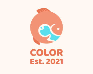 Fisherman - Round Orange Fish logo design