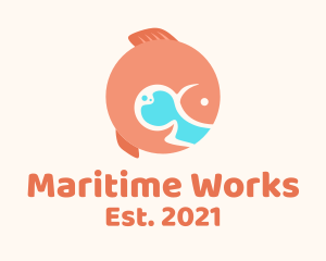 Round Orange Fish logo design