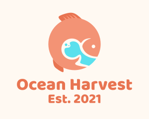 Round Orange Fish logo design