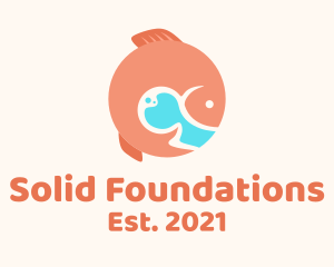 Fishport - Round Orange Fish logo design