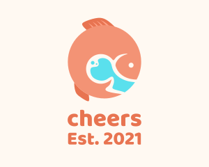 Aquarium - Round Orange Fish logo design