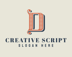 Lettering - Swirl Calligraphy Letter D logo design