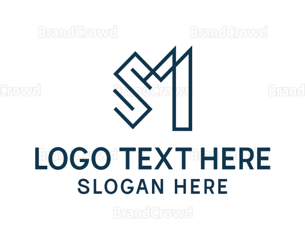 Geometric Lines Letter SM Logo