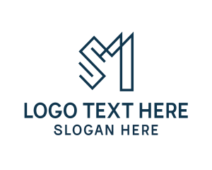 Manufacturing - Geometric Lines Letter SM logo design