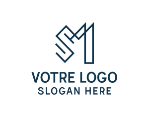 Marketing - Geometric Lines Letter SM logo design